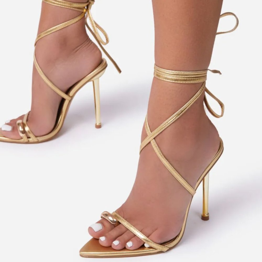 EGO Gold Strappy Heels